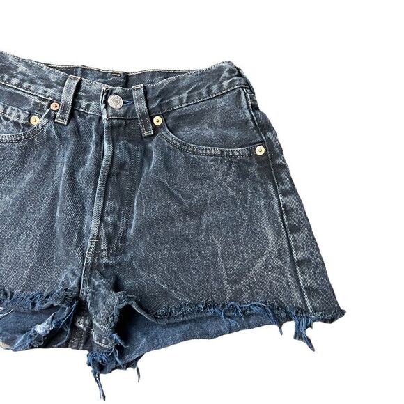 Levi’s 501 Dark Blue Distressed Cut Off Shorts - Picture 4 of 6